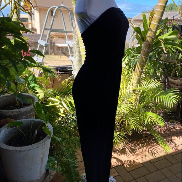 Heart & Hips Pants - Heart & Hips black strapless long jumper/jumpsuit with pockets